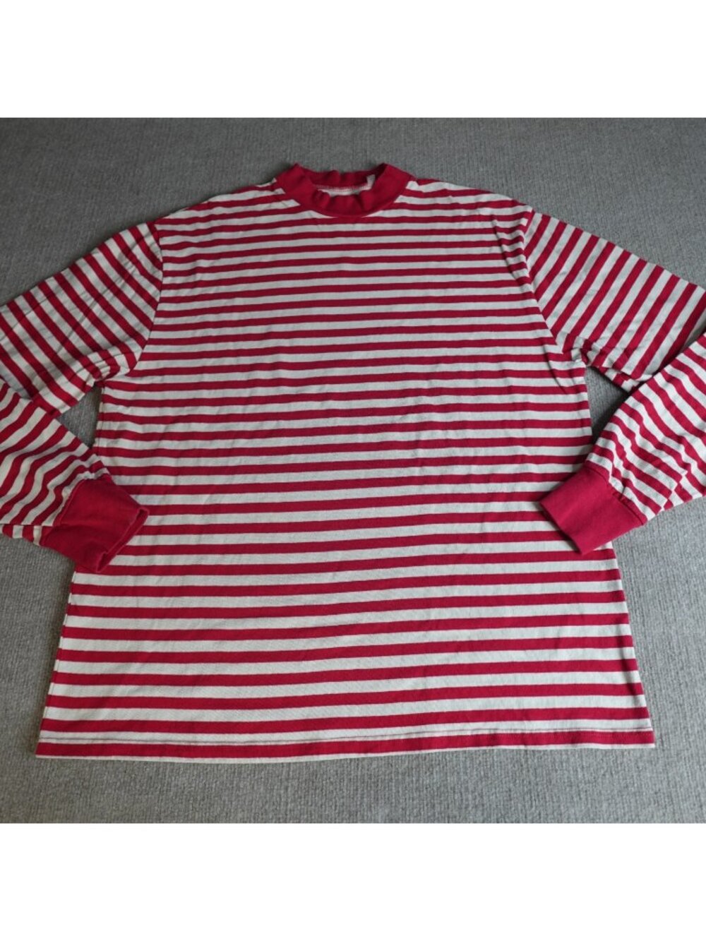 Fear of God Mens Shirt Large Red Striped Mock Neck 100% Cotton